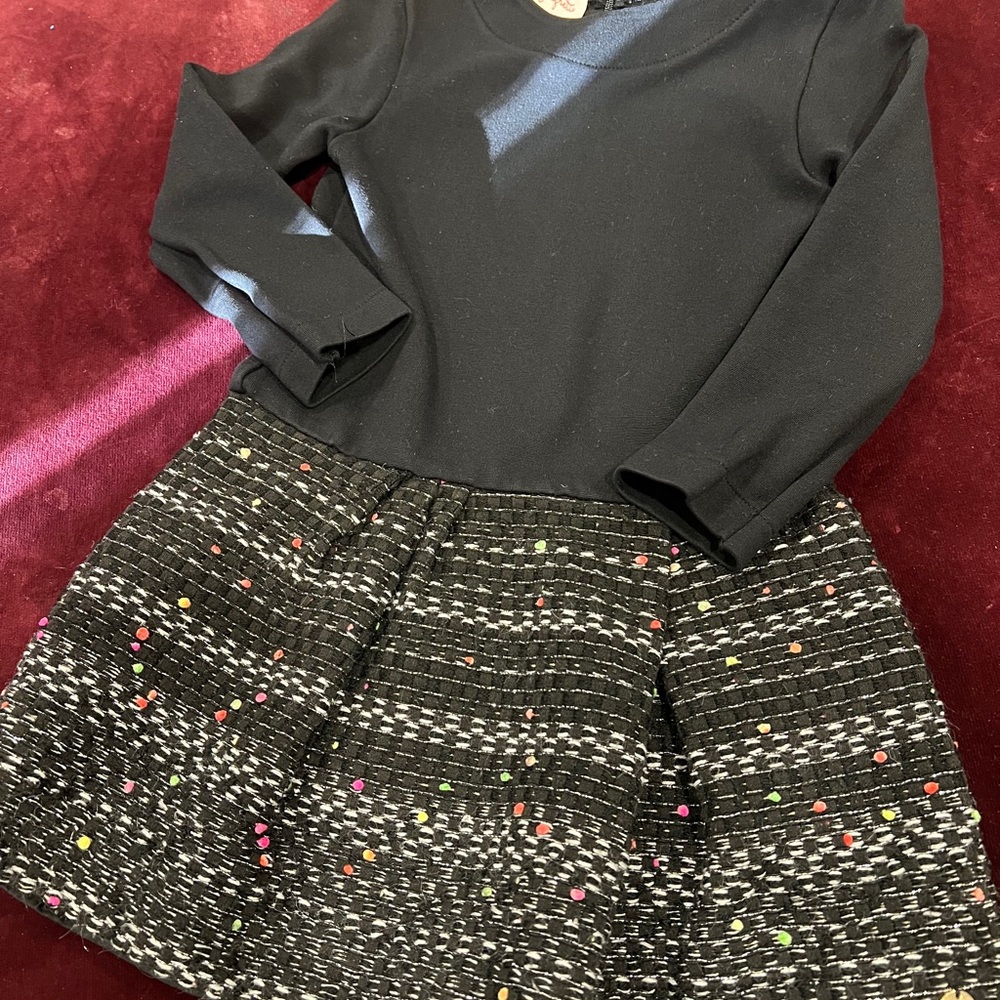 Lili Gaufrette Black and Colored Kids Dress